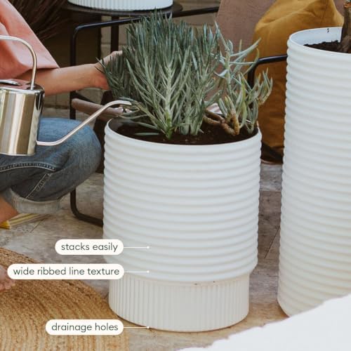 Veradek Mod Series Medium Planter - Round Outdoor Planter with Shelf - Image 4