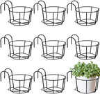 Wesiti 10 Pcs Round Hanging Railing Planters Outdoor Balcony Planters Metal Hanging Baskets Flower Pot Holder for Fence Indoor Porch Shelf Container(8 Inch,Black) by Unteilti