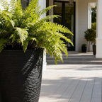 Worth Garden 2-Pack 21" H. Black Tall Planters with Inside Pots - 14'' Dia Plastic Large Round Plant Tree Pots - Decorative Imitation Stone Finish for Indoor Outdoor Front Porch Container Patio - Image 3