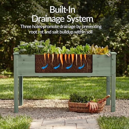Best Choice Products 48x24x30in Raised Garden Bed, Elevated Wood Planter Box Stand for Backyard, Patio, Balcony w/Bed Liner, 200lb Capacity - Sage - Image 5