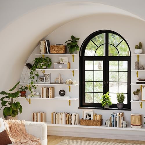 DINZI LVJ Long Wall Shelves, 31.5Inch Wooden Wall Mounted Shelves, Set of 4 - Image 2