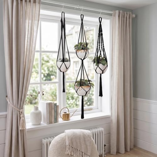 GarveeLife 6PCS Macrame Plant Hangers,Metal Rings,Layered Display,Black - Image 7