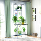Zhongma 3 Tier Heavy Duty Plant Stand with Hanging Plant pot shelf with wheels, 35.43 L x 18.11 W x 81.1H multi layer plant Holder for Home, Garden, Plant Lovers,Metal Storage Rack Shelf/Freestanding Display Stand - Image 3