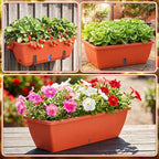 8 Pcs 24 Inch Plastic Window Boxes Planters, Red - Image 6