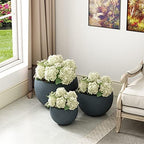 Kante Set of 3 Charcoal Concrete Bowl Planters 20" 15.7" 11.8" Dia - Image 4