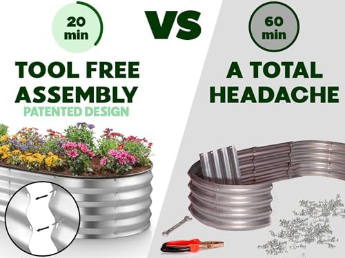 Galvanized Raised Garden Beds Outdoor 4×2×1 ft with Seed & Seedling Spacer Tool Kit // Tool-Free Metal Garden Box & Square Foot Gardening Seed Template for Organized Vegetable & Fruit Planting - Image 3