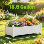 Raised Garden Bed with Wheels, Rolling Resin Planter Box, Ashen - Image 4