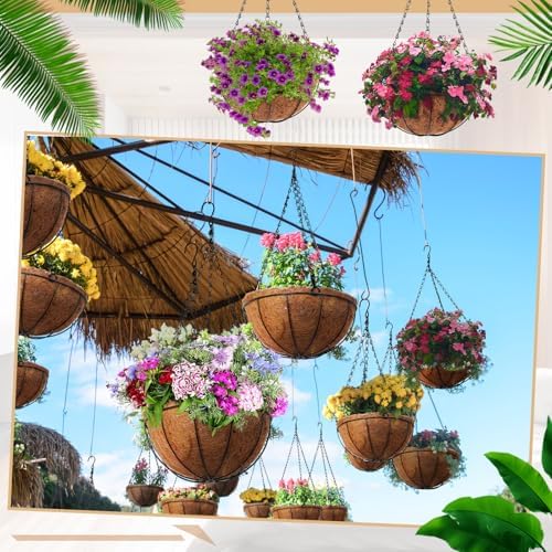 Dandat 1 Pack Metal Hanging Planter Basket, Coconut Coir Liner, 14 Inch - Image 5