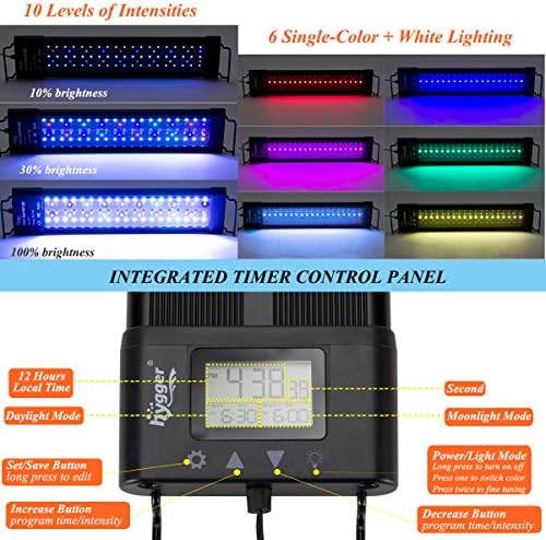 hygger Auto On Off LED Aquarium Light 18-24 Inches Dimmable 7 Colors Full Spectrum Fish Tank Light Fixture for Freshwater Planted Tank Build in Timer Daylight Moonlight & DIY Modes - Image 2
