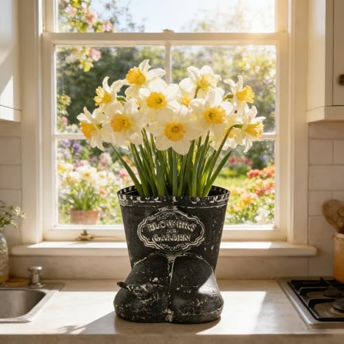 Vintage Distressed Metal Boot Planter with Bird Accent Farmhouse Decorative Plant Pot for Succulents, Small Plants & Floral Arrangements, Boot-Shaped Flower Pot for Indoor Outdoor Garden Balcony Decor - Image 6
