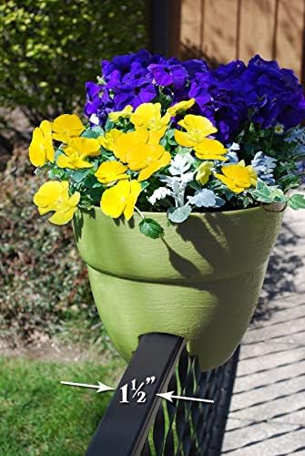 Emsco Group Bloomers Rail Planter, 24" Weatherproof Resin Deck & Balcony Planter with Drainage – Fits 2x4 & 2x6 Rails – Sage Green - Image 4