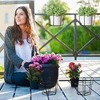 Wesiti 10 Pcs Round Hanging Railing Planters Outdoor Balcony Planters Metal Hanging Baskets Flower Pot Holder for Fence Indoor Porch Shelf Container(8 Inch,Black) - Image 5
