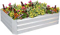 Sunnydaze Galvanized Raised Garden Bed, Rectangle, 4x3x1 ft, Silver by SunnydazeDecor