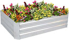 Sunnydaze Galvanized Raised Garden Bed, Rectangle, 4x3x1 ft, Silver by SunnydazeDecor