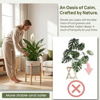 Flower Pot Rattan Plant Stand Planter with Stand, Tall Indoor Boho Woven Wicker Storage Basket with Adjustable Wood Shelf (White & Grey) - Image 3