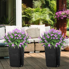 Vasitelan Set of 2 Resin Modern Outdoor 22 Inch Tall Large Flower Pots, Tapered Wood Look Planters for Outdoor Plants and Front Porch Decor - Image 7