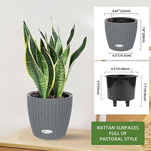Dexceder 9x8 Self Watering Planter (Deep Gray Rattan) - Image 3