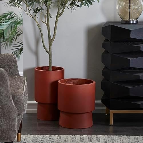 Deco 79 Magnesium Oxide Planter, Set of 2 17", 14" H, Red - Image 5