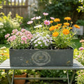 Vintage Metal Planter with Wooden Handle, Rustic Flower Pot with 6 Compartment Farmhouse Plants Holder Succulents Tubs for Garden Patio Yard Outdoor Decor (Blue - 6 Compartment) by Unknown