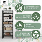 Fencer Wire 6-Tier Bamboo Shelf, Bamboo Open Storage Bookcase with Adjustable Layer, Freestanding Plant Display Stand, Multifunctional Storage Rack Stand for Bathroom, Bedroom, Kitchen, Black - Image 5