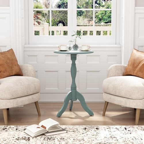 HLR Round Small End Table, Wooden Pedestal Side Tables for Small Spaces - Image 5