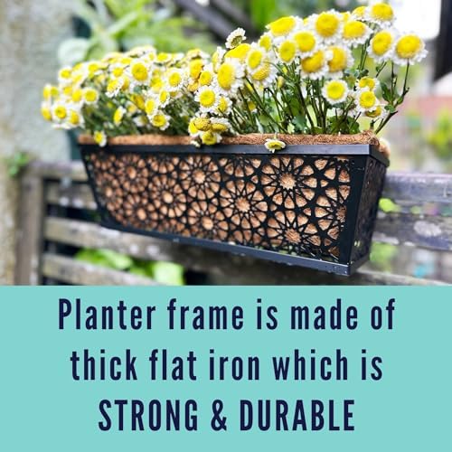 LaLaGreen Garden Wall Planter (16 in, 4 Pack) Black Window Box with Liner - Image 4