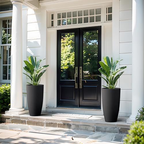 Kante Set of 2 Black Concrete Round Planters 23.6" Tall Home & Outdoor - Image 5
