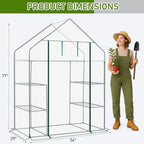 Outvita Walk-in Greenhouse, 3 Tiers 4 Shelves, Durable PE, 56"x29"x77" - Image 2