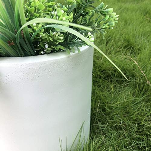 Kante AC0119C-80011 Lightweight Concrete Modern Cylinder Outdoor Planter, 15.8 Inch Diameter, White - Image 2