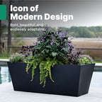 Step2 Tremont Trough Planter 2-Pack, Large Resin Planters for Outdoor Plants, Self-Watering, Black - Image 2