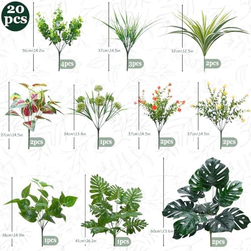 GTIDEA 20 Pcs Artificial Plants Outdoor UV Resistant Faux Greenery Stems - Image 3
