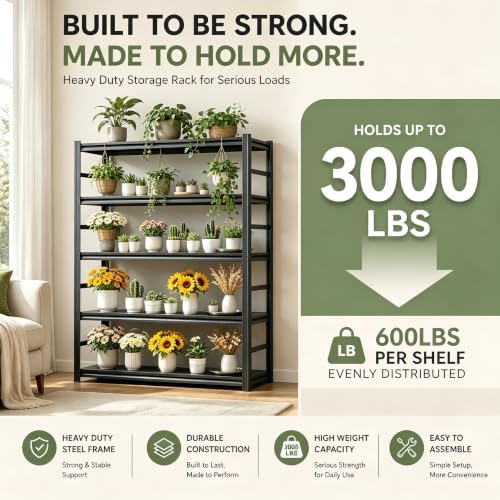 Plant Stand, Adjustable 5 Tier Metal Flower Stand with Double Layer Posts - Image 5