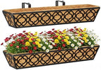 Y&M Deck Railing Planter Boxes 30 Inch 2 Pack, Adjustable Balcony Planter for Outdoor Plants, Metal Railing Planter Box for Deck, Fence and Porch, Window Boxes Outdoor, Sturdy Hanging Planter by YM