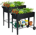 2-Pack 32" Tall Elevated Raised Garden Bed with Wheels and Shelf by FOYUEE