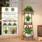 LASZOLA 3 Tiers Metal Corner Plant Stand Tall with Light for Indoor Outdoor - Image 4
