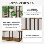 9 Tier Plant Stand Indoor, Thickened Metal Wood Corner Plant Shelf Stands for Multiple Plants, Indoor Tall Plants Stand Tiered Flower Holder for Living Room Patio Garden Balcony(Black+Brown) - Image 5