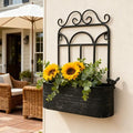 Rustic Metal Wall Planter Country Garden Wall Hanging Mount Vase Pocket Outdoor Vintage Hanging Pot Farmhouse Wall Decor for Plants Flowers (Black) by Unknown
