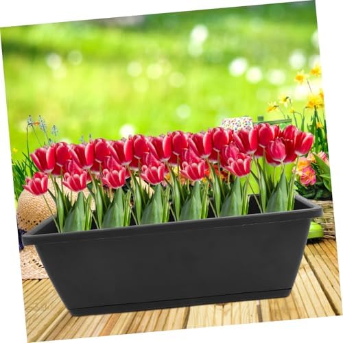 Happyyami Rectangular Plastic Flower Pots 6pcs with Saucers for Plants - Image 6