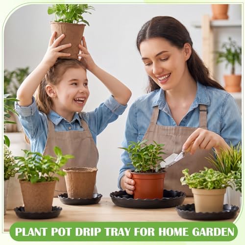 Gejoy 30 Pack Plant Saucers for Pots, 4/6/8/10/12 Inch Black Plastic Plant Trays to Catch Water, Durable Heavy Duty Round Wave Flower Drip Tray Container for Home Indoor Outdoor Garden - Image 5