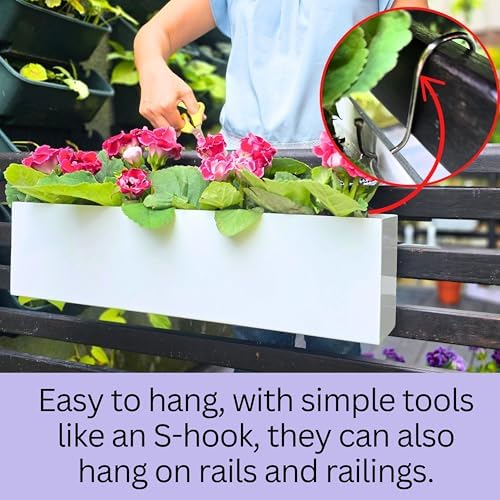 LaLaGreen Wall Planter (30in, 4 Pack) White Carbon Steel Hanging Flower Pot - Image 4