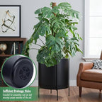 D'vine Dev Plastic Planter Pot with Metal Stand, Black, 16 in, 55-D-B-5 - Image 5