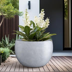 Kante Blue Gray Concrete Planter 20" Dia All-Weather Round Large Pot - Image 3