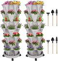 GameXcel Vertical Planter Tower - 7 Tier Stackable Garden Planters with Wheels and Tools Plant Pots for Strawberry Herb Flower and Vegetable Indoor Outdoor Use Gray 2 Pack by GameXcel