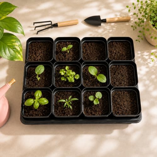 60pcs 3.5 Inch Plastic Nursery Pots and 5 Pack Seed Starter Tray - Image 6