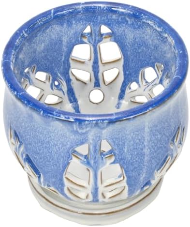 W&W Orchid Pot with Holes and Saucer for Repotting and Better Grow, Blue and White, 6.5 Inches - Image 3