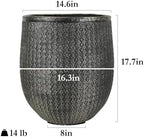 Worth 14.5" Round Planter, Lightweight Magnesium Oxide Cement Plant Pot, Raised Pattern Concrete Look with Drainage Hole for Indoor/Outdoor Use, Black - Image 6