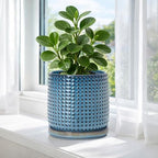 D'vine Dev Beaded Ceramic Pot with Saucer, 6 in, Ocean Teal, 27-C-X-8 - Image 6