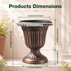Zhehao 4 Pcs 16 x 18 Inches Brushed Copper Plastic Urn Planter Classic Flower Pots Front Porch Planters Indoor Outdoor Planters with Pedestal for Wedding Party Bridal Shower Garden Patio Porch - Image 2