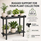 Honla 2 Tier Metal Plant Stand,Indoor Outdoor Plant Table for Window,Black - Image 2
