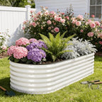 G GOOD GAIN Raised Garden Beds - 6x2x1.4ft Galvanized Planter Boxes Kit with Protective Tape & Gloves & Tools | Oval Metal Outdoor Raised Bed for Gardening Vegetables, Fruits, Flowers, Herbs, White - Image 5